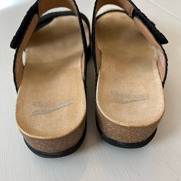 Dansko Maddy Black Strappy Leather Cork Sandals Size 38 US 7-7.5 Comfort Womens - Picture 8 of 14
